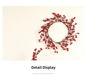 Gros plan d'une couronne de Noël aux baies rouges avec détails de branches réalistes