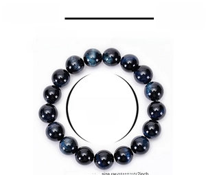 Detailed sizing chart for 12mm dark blue tiger eye stone bead elastic bracelet