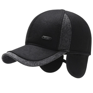 Winter baseball cap for men with warm ear flaps and sport metal logo detail