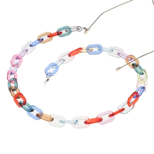 Colorful acrylic link chain for eyewear featuring vibrant translucent resin rings
