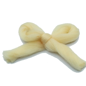Beige flocking Christmas bow ornament with soft wool texture for holiday tree decoration