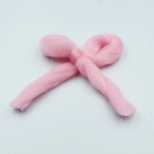 Pink plush bow Christmas tree hanging ornament with soft handmade flocking texture