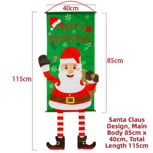 Détail de la suspension de porte Père Noël de 115cm avec bannière Merry Christmas