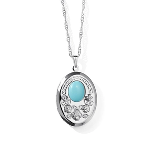 Collana con medaglione vintage in argento con ciondolo ovale, pietra blu e rilievo floreale