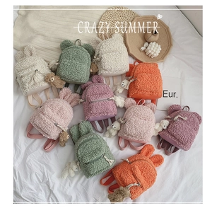 Sacs à dos enfant en polaire sherpa avec oreilles mignonnes et breloques en peluche