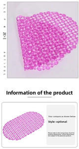 Detail of pink PVC anti-slip bathroom mat featuring strong suction cups for safety