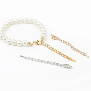 Bracciale di perle con tre opzioni di catena di estensione in oro argento e oro rosa