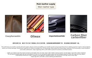 Detail of crazy horse skin, oil wax leather, cowhide and carbon fiber swatches