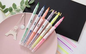 6-color set of pastel double-headed highlighters for journaling and school supplies