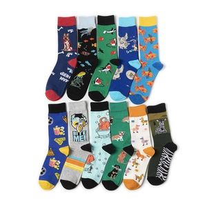 Novelty Cartoon Animal Combed Cotton Crew Socks For Men Women Mid Calf Breathable Funny Patterned Harajuku Hosiery