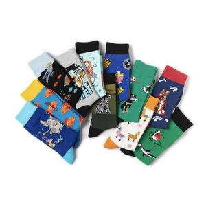 Colorful cartoon animal pattern cotton mid-calf socks for men and women in various styles