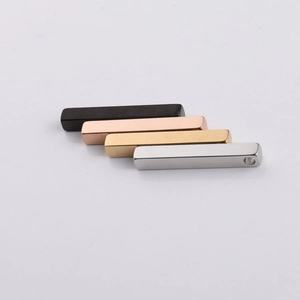 Polished 3D bar pendants in black, rose gold, gold and silver stainless steel
