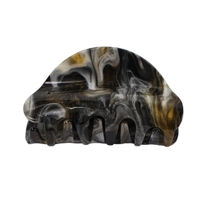 Elegant marble pattern acetate hair claw clip with black white and brown textures