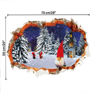 3D Christmas wall sticker detail showing Santa in snow, dimensions 70x50cm (28x20 inch)