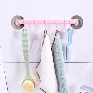 Wall Mounted Hook Rack Multiple Hooks Plastic Self Adhesive No Drill For Kitchen Bathroom Storage Modern Simple Organizer