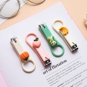 Cute cartoon stainless steel nail clippers in pastel colors with 3D silicone fruit designs