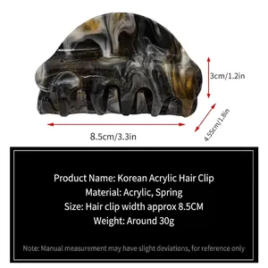 Acrylic marble hair claw clip with a glossy finish and metal spring for women