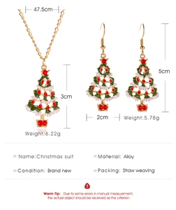 Guide des tailles détaillé pour l'ensemble collier et boucles de Noël en émail