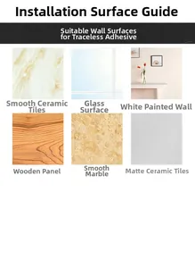 Installation guide for no-drill hair dryer holder on tiles, glass and marble surfaces