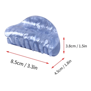 Blue marble hair claw clip dimensions showing 8.5cm length on white background