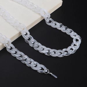 Translucent white acrylic glasses chain with metal lobster clasp and anti-slip rings