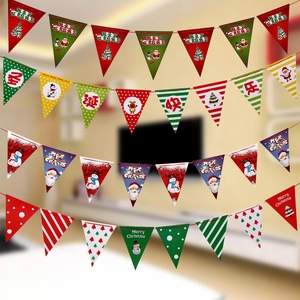 2.9m Christmas paper banner set featuring Santa, Reindeer, and Snowman festive patterns