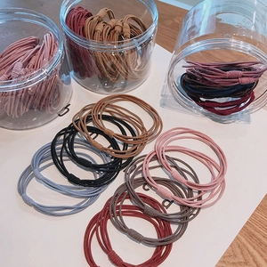 Set of 20 high-elastic hair ties in mixed colors with a transparent storage jar