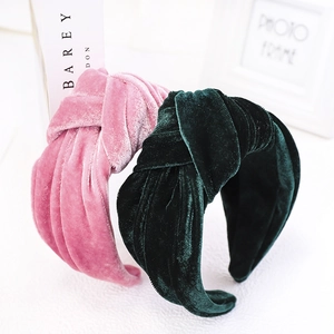 Velvet Knotted Headband For Women Wide Edge Solid Color Simple Sweet Elegant Hair Band Soft Autumn Winter Accessory