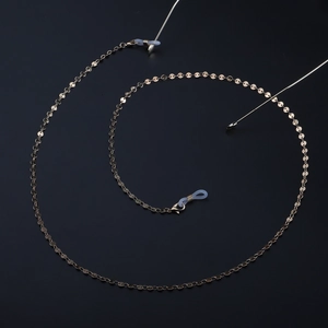Chaîne de lunettes dorée avec sequins ronds et boucles en silicone antidérapantes