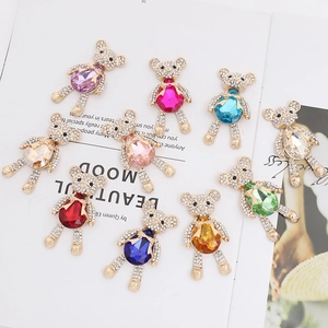 Colorful teddy bear crystal charms with rhinestone inlay for DIY jewelry and accessories