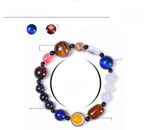 Solar system bracelet detail with tiger eye and natural stone bead sizes and weight
