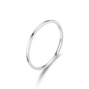 Detailed view of a 1mm ultra-thin silver titanium steel minimalist band ring on white back