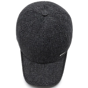 Men's wool blend baseball cap with ear protection and white SPORT logo in dark grey