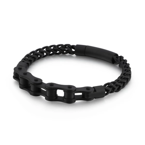Schwarzes Edelstahl-Motorradkettenarmband mit Magnetverschluss für Damen und Herren