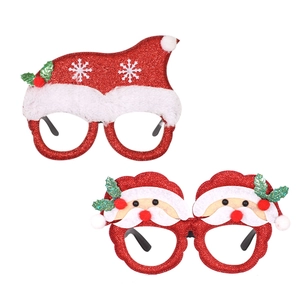 Set of two festive Christmas glasses frames with Santa and glitter snowflake designs