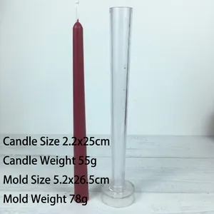 Transparent PC Plastic Taper Candle Mold For DIY Handmade Candle Making Long Cylindrical Tool