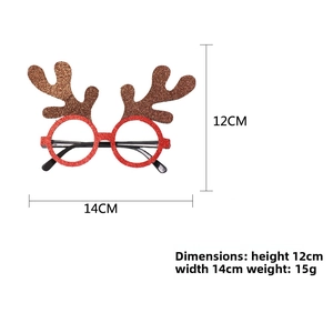 Dettaglio occhiali natalizi corna di renna con dimensioni 12x14cm e peso di 15g