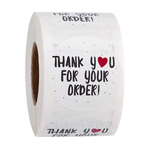 Thank You For Your Order Stickers Round Self Adhesive Labels Red Heart Gold Dots Decor Business Packaging Gift Wraps