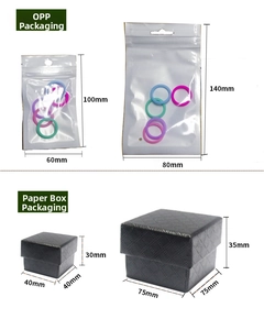 Detailed comparison of OPP transparent bags and black textured jewelry gift boxes with sizes