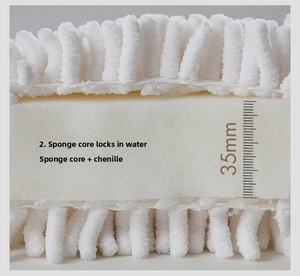 Detailed view of the 35mm thick sponge core and soft white chenille hand towel structure.