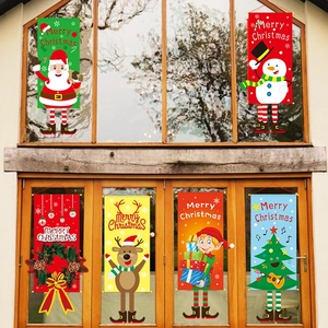 Weihnachts Banner Stoff Aufhängen Karikatur Weihnachtsmann Schneemann Rentier Fenster Tür Party Heim Dekoration