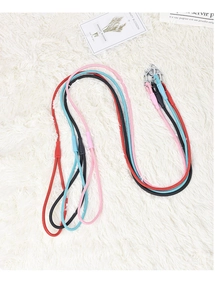 Détail de laisses pour chiens en nylon tressé coloré avec crochets métalliques robustes