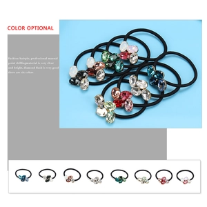 Oval rhinestone crystal hair ties with high-elastic bands available in multiple colors