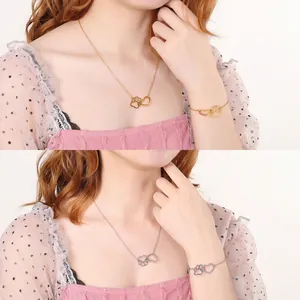 Parure de bijoux élégante en or et argent avec pendentifs cœur et patte pour femmes et filles