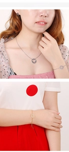 Détails de l'ensemble bijoux smiley avec collier et bracelet en or et argent