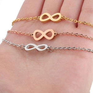 Bracelets signe infini minimalistes en acier inoxydable doré, rose doré et argenté