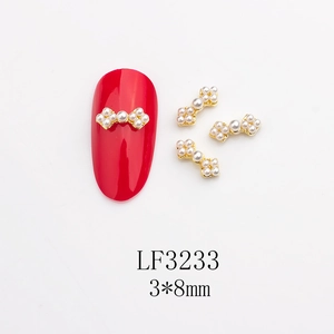 Détails de bijoux d'ongles nœuds en perles 3x8mm pour décoration de manucure DIY