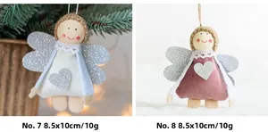 Detail von Plüsch-Weihnachtsengeln aus weißem und rosa Wollfilz mit glitzernden Akzenten