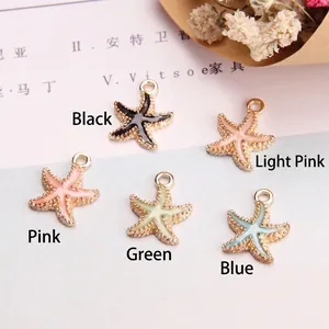 Starfish charms set in five pastel colors with gold metal edges for DIY jewelry making