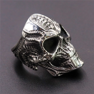Skull Ring Stainless Steel Carved Gothic Punk Skeleton Retro Jewelry For Men Unisex
